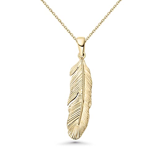 14K Gold Plated Feather Necklace - 14K Gold Plated over 925 Sterling Silver Nature Pendant, Dainty Boho Feather Jewelry, Delicate, for Her, Jewelry for Women
