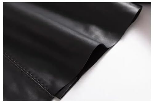 Women Leather Skirt Elastic Waist Wrap Long Skirt Casual Straight Mid Length Skirt4