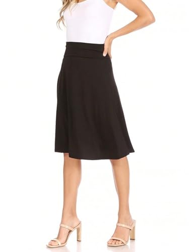 Trend Women's Summer Basic Skirt Elegant Casual Midi Skirt with Waist and Stretch Fit for Beach4