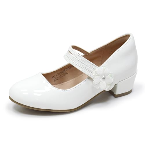 FLYFUPPY Girls Dress Shoes Mary Jane Shoes for Girls Hook and Loop Flower Girl Shoes Flats Pincess Shoes for Little/Big Kids