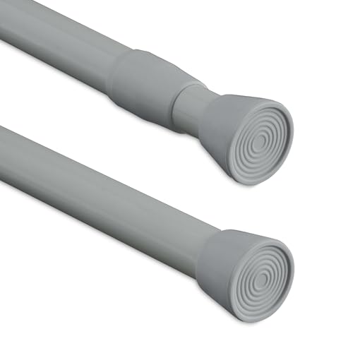 Relaxdays Barra Cortina Extensible, 66 - 110 cm, Palo Presión Ducha, Visillos, Acero Inoxidable, sin Taladrar, Gris