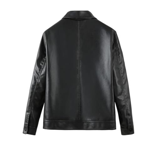 Motocycle PU Leather Jacket For Men Business Solid Turn-Down Collar2