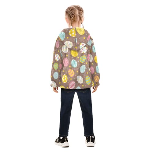 OTVEE Easter Seamless Colorful Eggs Kids Hoodie Jacket Fall Spring Full Zip Warm Outwear Coat4