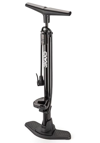 CXWXC Bomba de Bicicleta con manómetro Digital – Bomba de Aire de pie hasta 140 PSI para válvulas Presta & Schrader – Bomba de Aire portátil para Bicicleta con Gran Pantalla LCD (Negro)