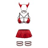 Sex Lingerie for Women Naughty, Lenceria Sexy Bunny Lingerie Plus Size Thongs 8 Piece Pleated Lingerie Set Festive Dress Up Lingerie Halloween and Christmas Outfits Bodysuit Two (L, Red)