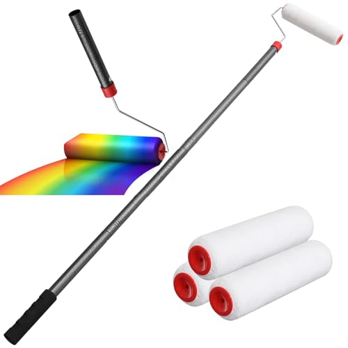 Paint Roller Brush Kit, 6 FT Paint Roller Extension Poles Multi-Function Paint Roller Kit with Brush Stainless Steel Poles Splicing Rod House Mural Brush for Walls and Ceiling
