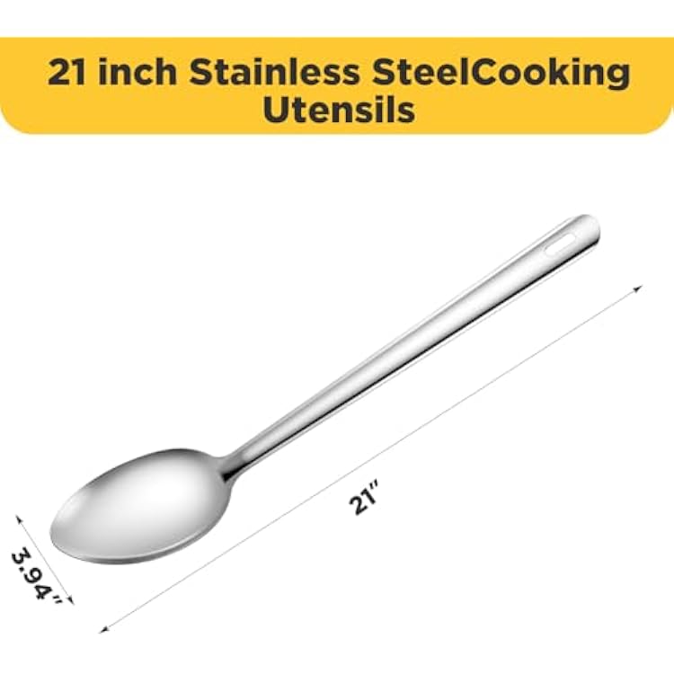 Sawysine 4 Pack 21'' Stainless Steel Spoons Extra Long Handle Stirring Spoons Giant Spoon Buffet Serving Spoon for Buffet Restaurant Brewing Cooking Serving Solid, with Thickness of 1.5mm