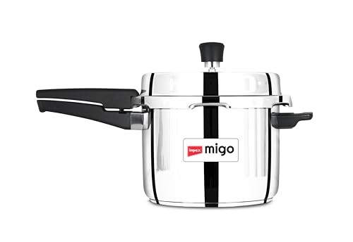Image of Impex 5 Litre Stainless Steel Pressure Cooker | Outer Lid Induction Base Pressure Cooker | Induction and Gas Stove Competable | ISI Certified | 5 Year Warranty