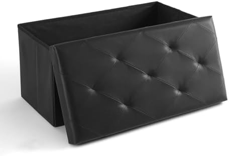 Sweetcrispy 30 Inch Storage Ottoman Bench, Folding Ottoman with Storage