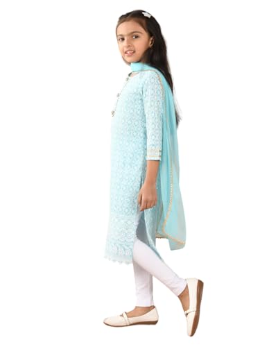 Image of Girls Cotton Kurti Set with Dupatta, Kids