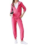 HOTOUCH 90s Costumes for Women's Sweatsuit Set Velvet Hoodie Pocket Velour Tracksuits Jogging Suits XL