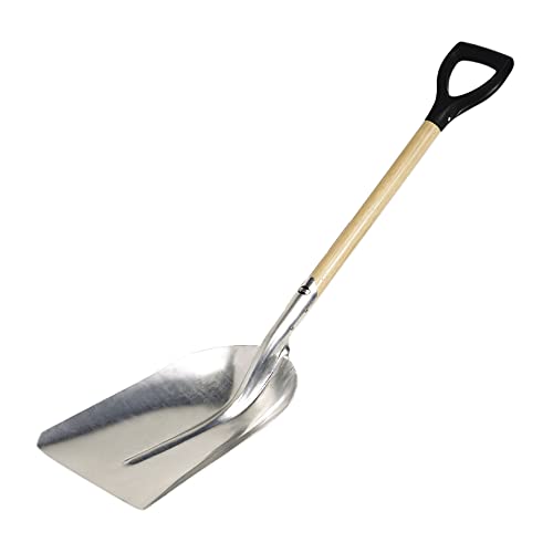 Amig - Pala de Aluminio Cuadrada con Mango de Madera Ergonómico Especial Quitanieve y para Mover y Recoger Hojarasca o Grava - 110 cm, Ligera y Resistente para Uso Doméstico o Profesional, Gris