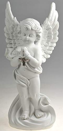 Preisvergleich Produktbild ott Niedlicher Engel, Schutzengel Grabengel betend mit Kreuz in Alabasteroptik