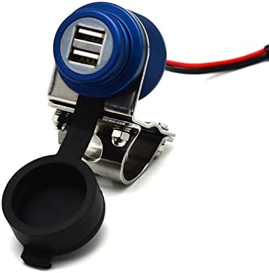 Cliff Top 4.6 Amp 23W Aluminium Motorcycle USB Charger with Dual-Port Fast Charing, Heavy Duty, Waterproof for 7/8’’, 1’’ Handlebars on ATV/UTV for Smart Phones, GPS, Tablets and Cameras (Blue)