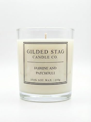 Gilded Stag Scented Candle - Jasmine & Patchouli Soy Wax Candle -...