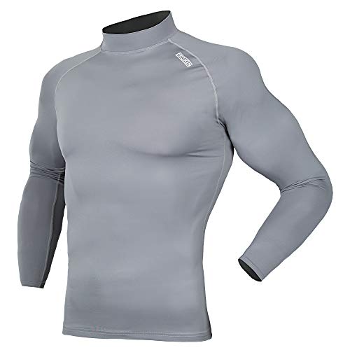 DRSKIN 1~3 Pack Compression Cool Dry Sports Top Shirt Baselayer Running Leggings Yoga Rashguard Men (SGO31, L) Gray