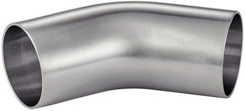 Coude inox diamètre 63.5mm échappement épaisseur 1.5mm brossé 45° avec partie droite