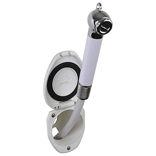 Scandvik Recessed Shower con manguera blanca de 6 pies - Botón pulsador miniatura 2