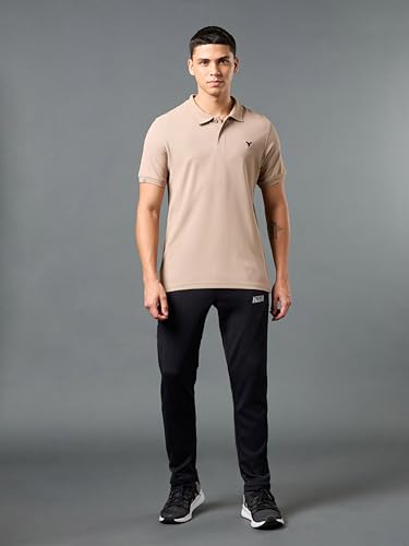 Image of TECHNOSPORT Men's Solid Slim Fit Polo Collar T-Shirt MATPIQ Half Sleeve Button Polyester for Gym Running Workout UPF50+ Anti Odour