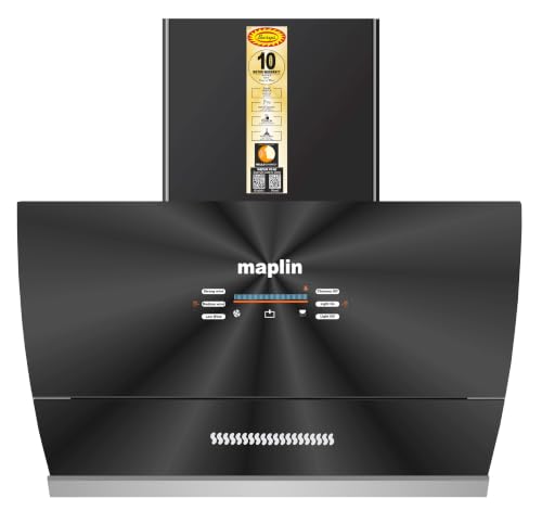 Image of Maplin 60cm (Model: VC60)1400 m /hr Glass Kitchen Chimney (Filterless Technology, Voice Control, Touch Control, Motion Control, Auto Clean With 10 Years Warranty
