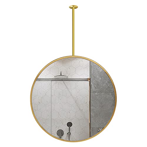 Miroir de Maquillage Circulaire Doré pour Salle de Bain Grand Miroir Rond 50 cm Mural