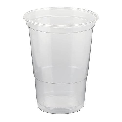 Vasos de plástico LogiPack GeRo: vasos con marca de calibración de 0,4 l | Vasos desechables de plástico duro (PP), transparentes | Vasos para cerveza y fiestas: vasos de plástico, 100 unidades.