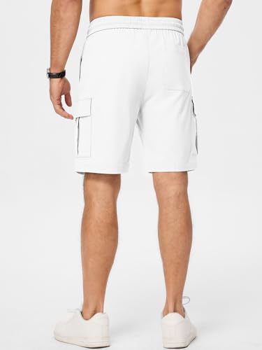 Image of JMIERR Men's Casual Stretch Cargo Shorts | Drawstring Elastic Waist, Multi Pockets, Summer Work Short, Classic