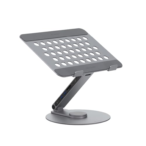 Hub USB-C 8 en 1 en aluminium avec support rotatif 360 pour MacBook et tablettes