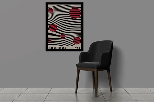 Image of BLINKART Vintage Bauhaus Retro Geometric Aesthetic Poster Gallery | Colorful Wrap Framed For Home Office Studio Living Room Modern Art Studio Decoration Abstract Shapes | (d93) | 13x10 Inch