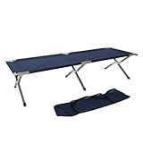 EMPOTEC 798065 Lettino da Campeggio Pieghevole, Blu, Acciaio, 188x64x44 cm, con Sacca da Trasporto, per Giardino e Outdoor