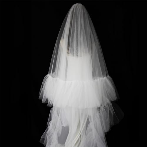 Velo de novia longitud hasta el suelo para fotografía y ceremonia 6