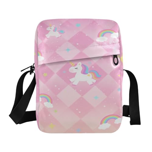 messenger bag for women crossbody cross body bag Shoulder Handbag For Travel Adjustable Strap for business business- Dreamy Peach Unicorns