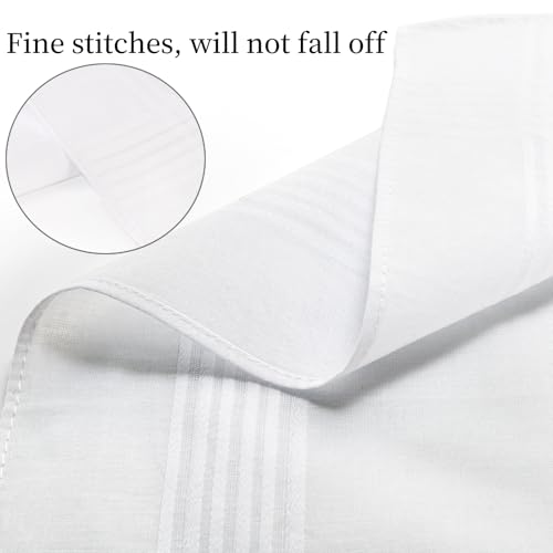 Image of Goaste 24 Pack White Cotton Handkerchiefs, 16 Inch Soft Pure Cotton Hankies for Men, Classic Pocket Square Towel with Hem for Suit, Gifting, Weddings, Tea Party, Father's Day