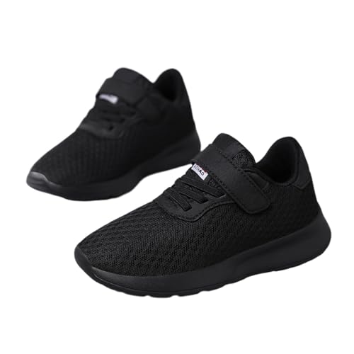 Girls Sneakers Breathable Mesh Sports Shoes with Hook Loop Closure for Running Casual Wear Lightweight Flexible Sole