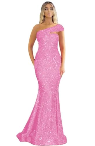 Image of One Shoulder Sequin Prom Dresses Long Sparkly Mermaid Evening Gowns for Women Bodycon Formal Dresses 2025