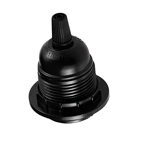 E27 Lamp Holder Black Plastic Bakelite Socket 37W x 57H Heat Resistant Edison Screw Bulb Fitting Vintage Pendant Light Base for DIY Lighting Pendant Ceiling Table Wall Lamps Secure Threaded Fixing UK