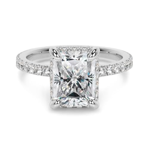 10K/14K/18K Solid Gold Moissanite Engagement Rings for Women, 1/2/3CT Center Round/Oval/Pear/Radiant Cut Bridal Set 925 Sterling Silver Wedding Anniversary Promise Band for Her Wife Girlfriend3