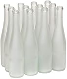North Mountain Supply 375ml Glass Stretch Hock Wine Bottle Flat-Bottomed Cork Finish - Case of 12 (Frosted)