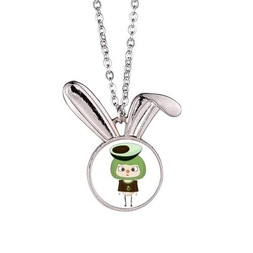 Collier lapin vert avocat pendentif aux finitions émaillées de luxe