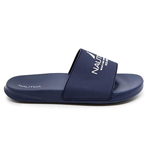 Image of Nautica Men's Open Toe Slide Sandals - Comfortable Indoor & Outdoor Shower Slippers