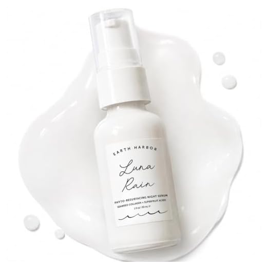 Earth Harbor | LUNA RAIN Phyto-Resurfacing Night Serum - Improves Skin Texture & Tone | Purely Natural + Cruelty-Free | Superfruit Acids + Seaweed Collagen |1 fl oz