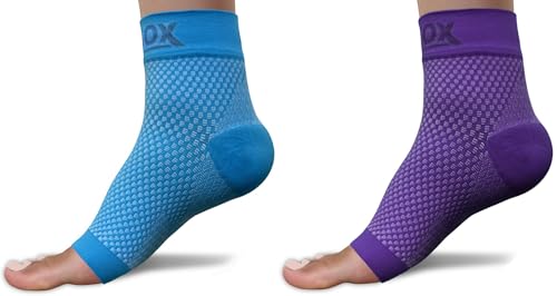 SB SOX - 2 Pairs Plantar Fasciitis Relief Socks (Blue, Medium + Purple, Medium)