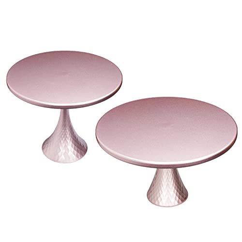 Vilavita 2 Pieces Cake Stands Set Modern Round Cupcake Stands Metal Dessert Display Cake Stand, Rose Gold #TOP1