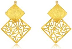 24K Gold Earrings for Women, Hypoallergenic Gold Stud Earrings Square Lightweight Fashion Small Earrings for Mom Girlfriend Gifts