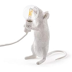 Lampara Bebes Raton ECOSWAY Lámpara de mesa, con forma de ratón, lámpara de escritorio creativa de resina, lámpara de mesa de noche, lámpara de mesa de resina, decoración moderna para habitación de hogar, decoración de