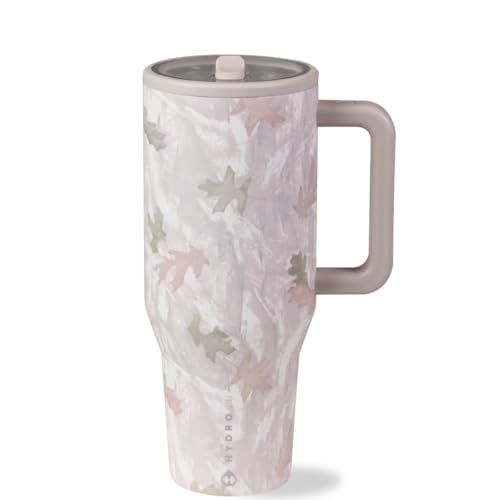 HydroJug Traveler - 32 oz Water Bottle with Handle & Flip Straw - Fits in Cup Holder, Leak Resistant Tumbler-Reusable Insulated Stainless Steel & Rubber Base - Gifts for Women & Men, Camo