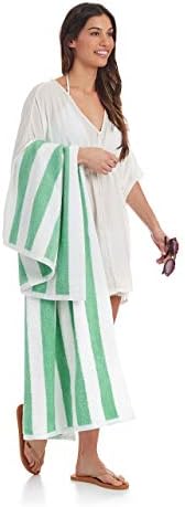 Amazon Basics Beach Towel - Cabana Stripe, Seafoam Green, Pack of 1