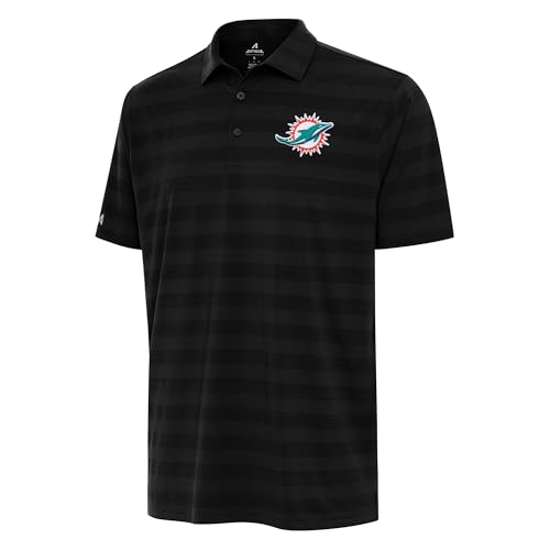 Antigua Men's Black Miami Dolphins Tunnel Polo