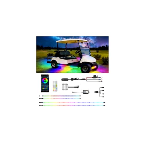 Rolightic 4 Pcs Rgb+Ic Golf Cart Underglow Light Strip, 12V-80V Dream Color Chasing Golf Cart Underbody Light With Remote And App Control, Voltage Reducer Included, Music Sync For Ezgo Yamaha Club Car