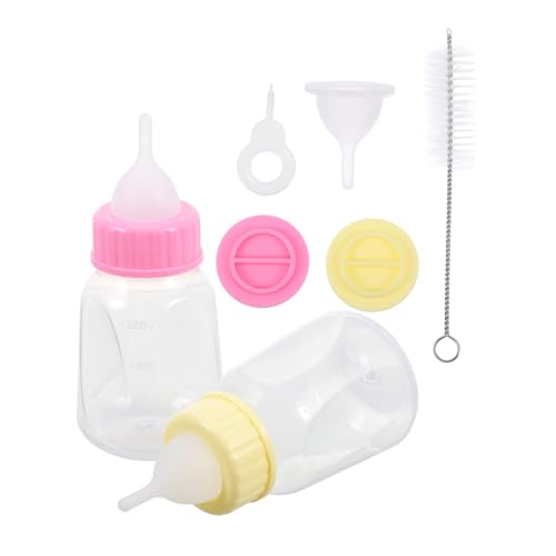 FONDOTIN 2Pcs Leak Puppy Feeder Bottles Food Grade Plastic Nursing Kit for Kittens Cats Small Pets Easy to Squeeze Reusable Durable Design for Newborns
